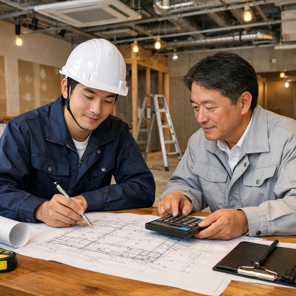 内装工事の原価管理と工程設計イメージ